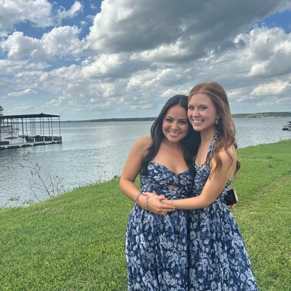 Lulu's Navy Floral Halter Dress